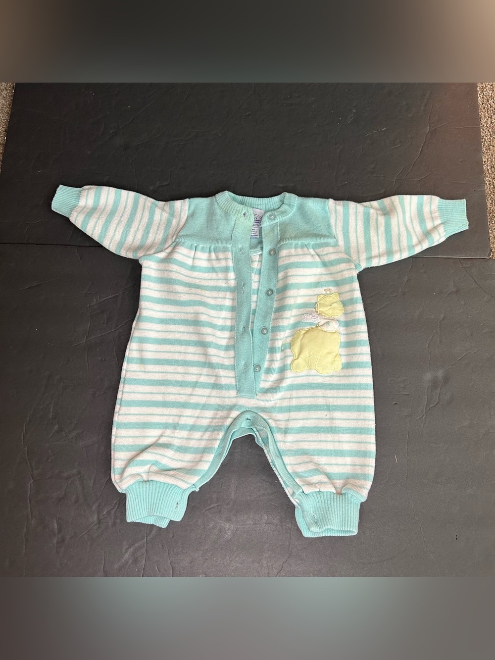 Vintage 80’s  First Impressions Knitted Baby Romper Giraffe Squeaky 6 Months